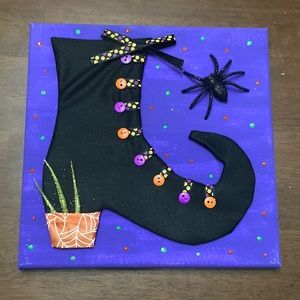 Witch boot Halloween canvas